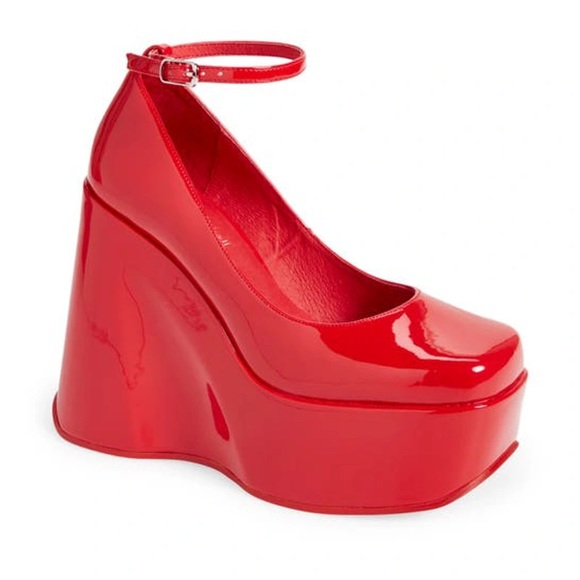 NEW Jeffrey Campbell Yazmin Wedge Platform Shoe Red Size 7.5 - Picture 1 of 8
